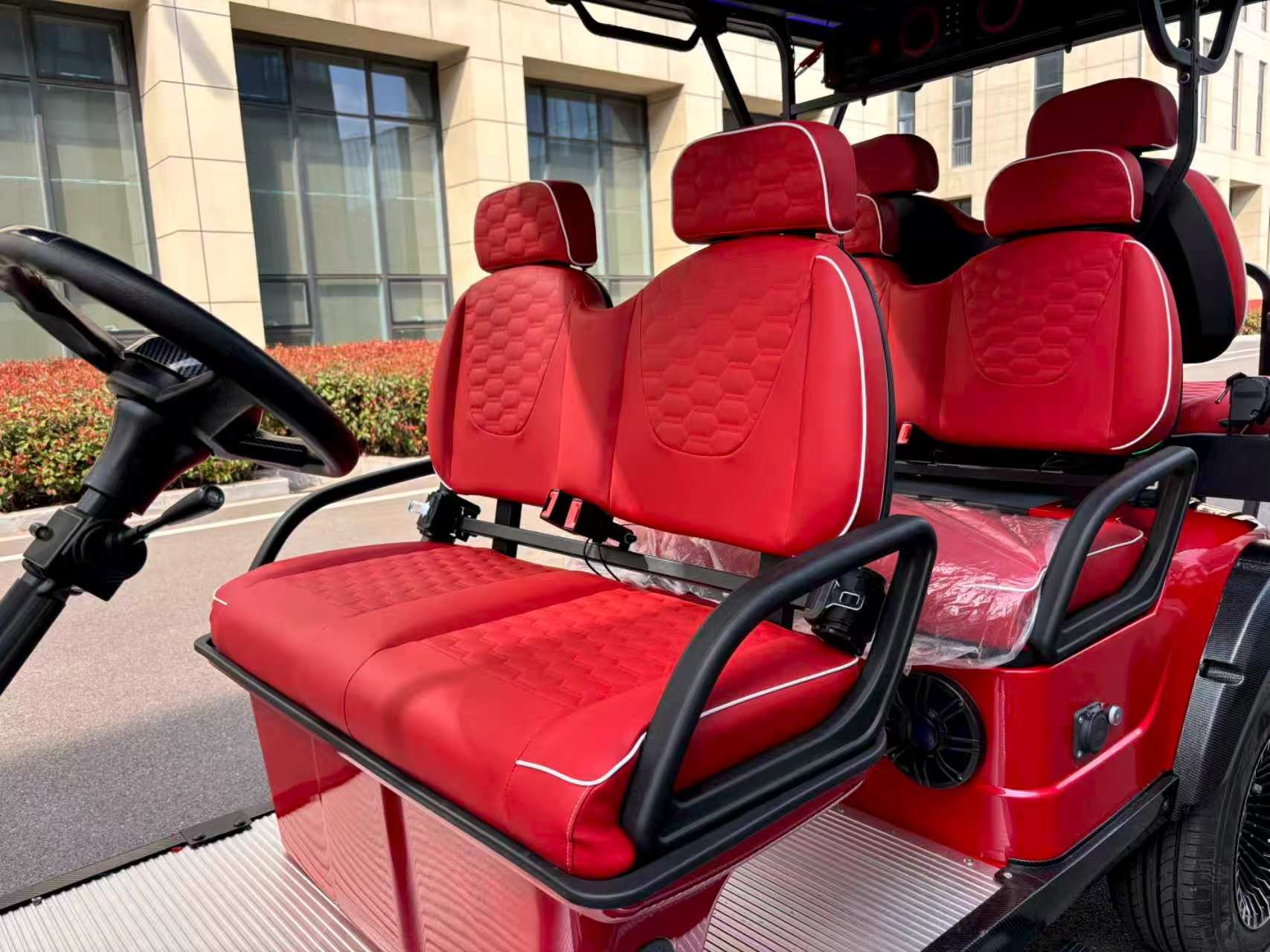 Red quilted ANT 6 seating detail